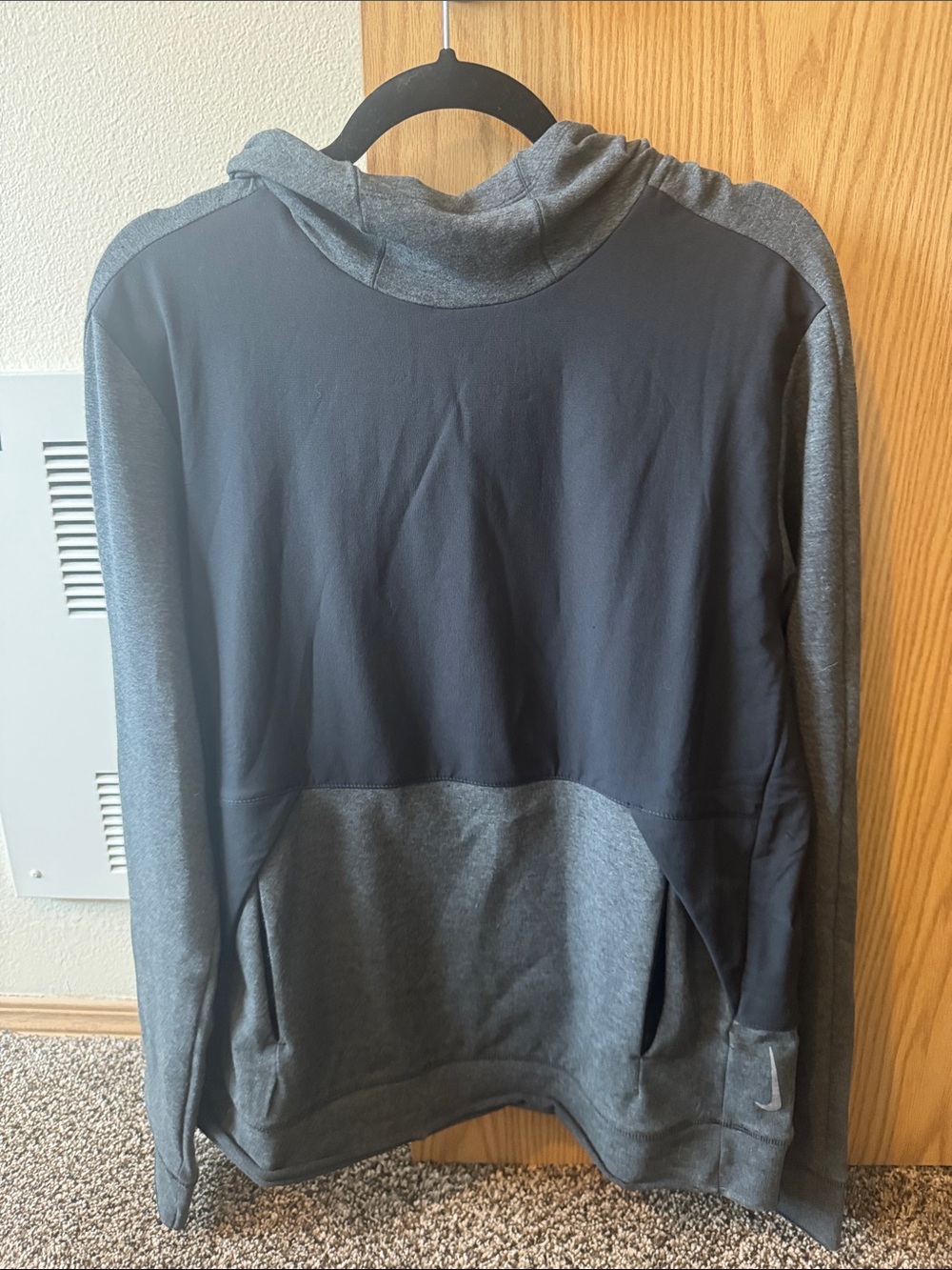 Unisex Two-Tone Hooded Pullover Sweatshirt - Gray/Charcoal